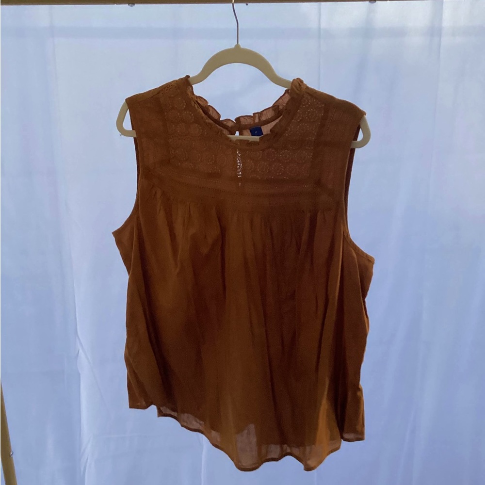 Dark Yellow Embroidered Sleeveless Blouse